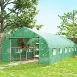 Outsunny Invernadero De Túnel 8x3x2 M Con 12 Ventanas Cubierta Pe Cultivo Verde