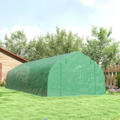 Outsunny Invernadero De Túnel 8x3x2 M Con 12 Ventanas Cubierta Pe Cultivo Verde