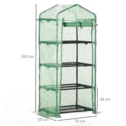 Outsunny Invernadero Jardín Con 4 Estantes Cubierta De Pe Cultivo Plantas Verde