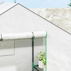 Outsunny Invernadero Para Jardín Con 1 Puerta 2 Ventanas 140x73x190 Cm Blanco