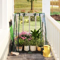 Outsunny Invernadero Pequeño Con Base De Tela Pe Impermeable Transparente