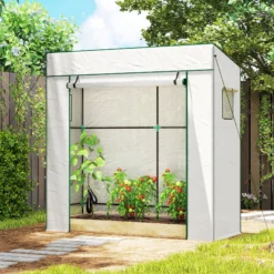Outsunny Invernadero Pequeño Con Ventanas De Malla 196x77x197 Cm Blanco