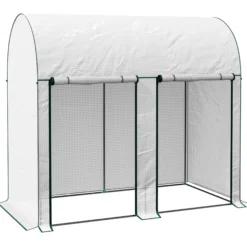 Outsunny Invernadero Pequeño Con 2 Puerta Con Cremallera 200x100x178 Cm Blanco