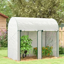 Outsunny Invernadero Pequeño Con 2 Puerta Con Cremallera 200x100x178 Cm Blanco