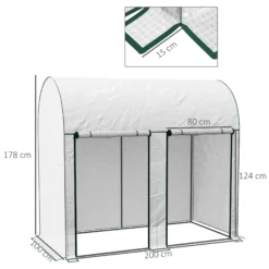 Outsunny Invernadero Pequeño Con 2 Puerta Con Cremallera 200x100x178 Cm Blanco