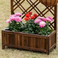 Outsunny Jardinera Con Enrejado Para Trepadora Cultivos Plantas 60x30x122,5 Cm