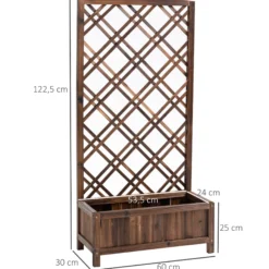 Outsunny Jardinera Con Enrejado Para Trepadora Cultivos Plantas 60x30x122,5 Cm