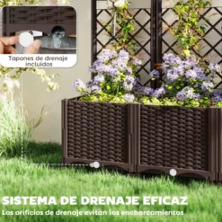 Outsunny Jardinera Con Enrejado De Pp Con Drenaje Y Amplio Espacio 120x40x135 Cm