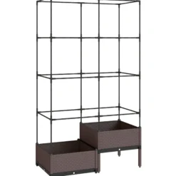 Outsunny Jardinera Con Enrejado Metálico Para Plantas Trepadoras 100x50x174 Cm