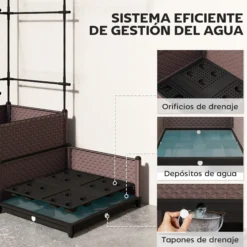 Outsunny Jardinera Con Enrejado Metálico Para Plantas Trepadoras 100x50x174 Cm