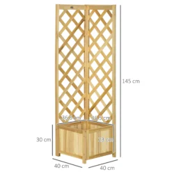 Outsunny Jardinera Con Enrejado De Madera Para Trepadoras 40x40x145 Cm Natural