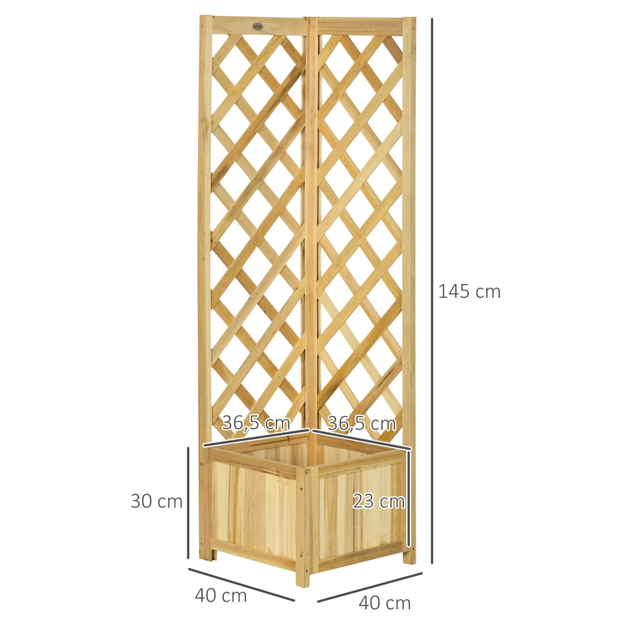 Outsunny Jardinera Con Enrejado De Madera Para Trepadoras 40x40x145 Cm Natural