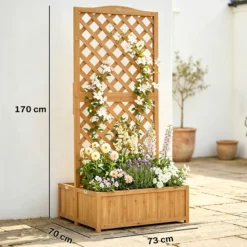 Outsunny Jardinera Con Enrejado De Madera Con 2 Cajas Plegables 73x70x170 Cm