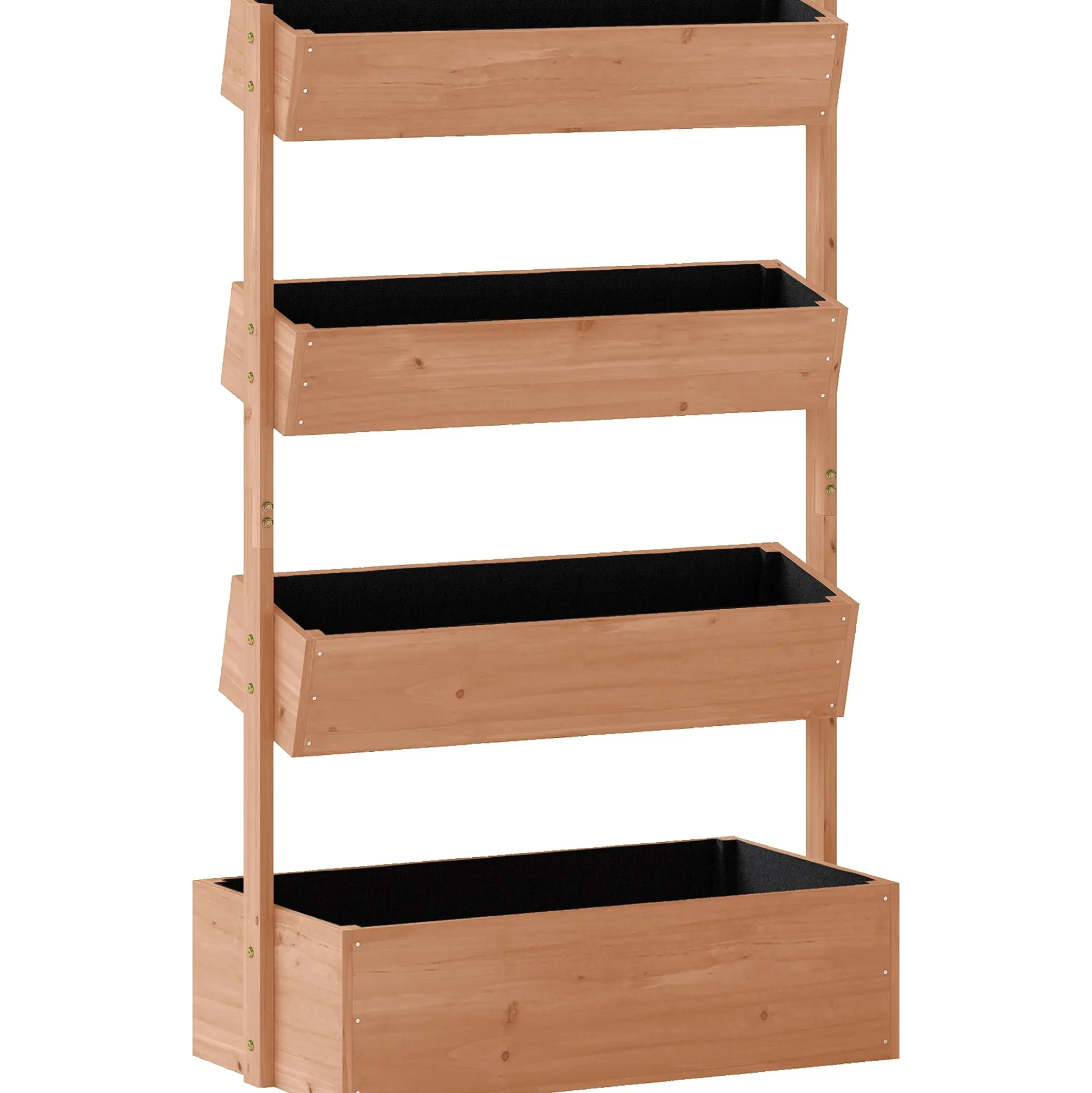 Outsunny Jardinera De Madera De 4 Niveles Con Orificios De Drenaje Marrón
