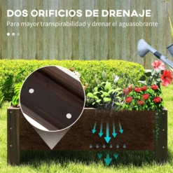 Outsunny Jardinera De Madera Arriate Rectangular Para Flores Y Plantas