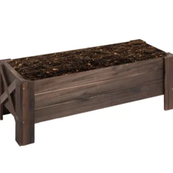 Outsunny Jardinera De Madera Arriate Rectangular Para Flores Y Plantas