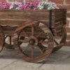 Outsunny Jardinera De Madera En Forma De Carrito 120x41x54 Cm Carbonizado