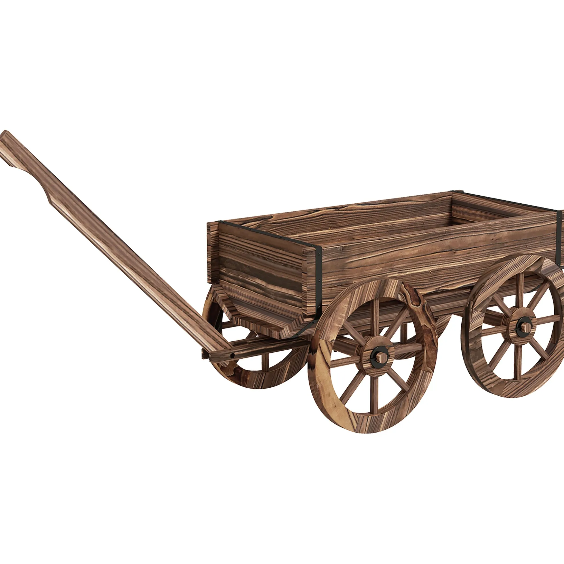 Outsunny Jardinera De Madera En Forma De Carrito 120x41x54 Cm Carbonizado