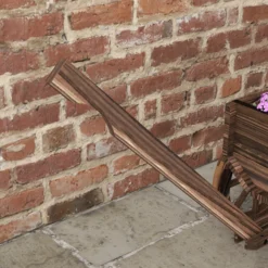 Outsunny Jardinera De Madera En Forma De Carrito 120x41x54 Cm Carbonizado