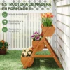 Outsunny Jardinera De Madera De 3 Niveles Con Orificios De Drenaje Marrón