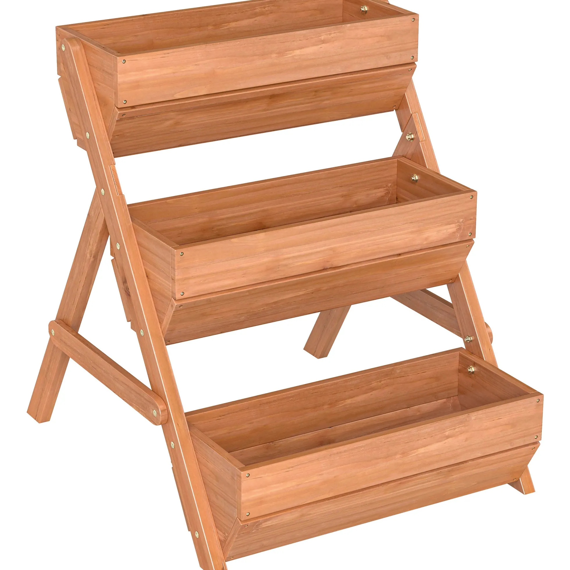 Outsunny Jardinera De Madera De 3 Niveles Con Orificios De Drenaje Marrón