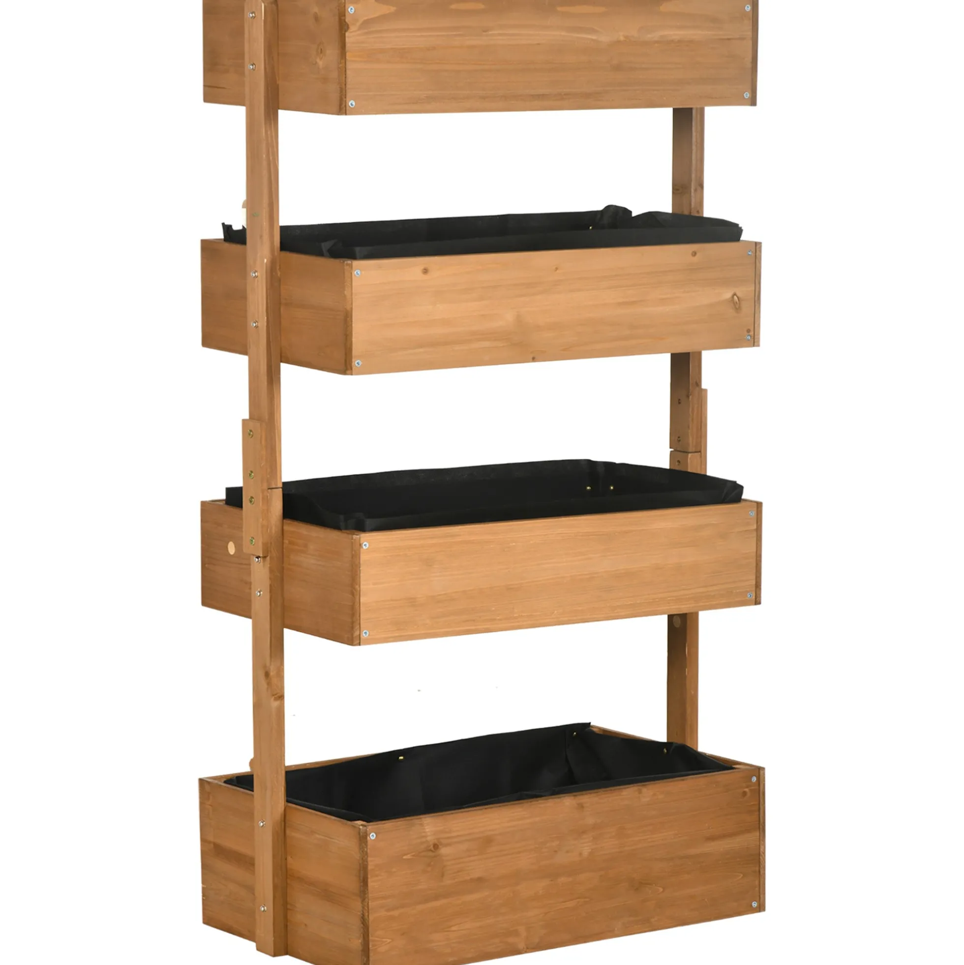 Outsunny Jardinera De Madera De 4 Niveles Con Orificios De Drenaje Naranja