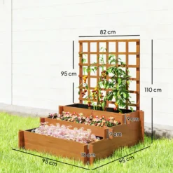 Outsunny Jardinera De 3 Niveles Con Enrejado Para Cultivos Verduras 95x95x110 Cm