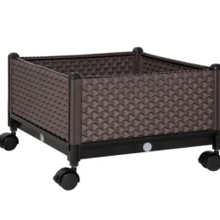 Outsunny Jardinera De Plástico Con Ruedas Para Cultivo De Plantas 50x50x33 Cm