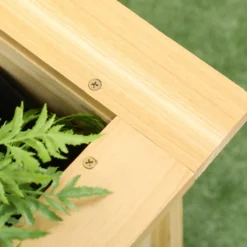Outsunny Jardinera Elevada De Madera En Forma De L 120x120x50 Cm Natural
