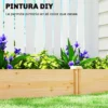 Outsunny Jardinera Elevada De Madera Con Divisor Y Base Abierta Natural