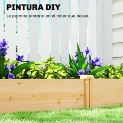 Outsunny Jardinera Elevada De Madera Con Divisor Y Base Abierta Natural