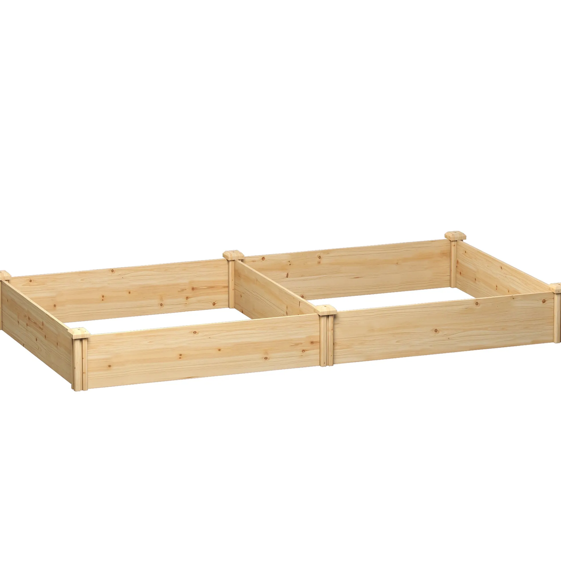 Outsunny Jardinera Elevada De Madera Con Divisor Y Base Abierta Natural
