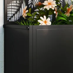 Outsunny Jardinera Exterior Grande De Metal Con Pantalla De Privacidad Negro