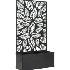 Outsunny Jardinera Exterior Grande De Metal Con Pantalla De Privacidad Negro