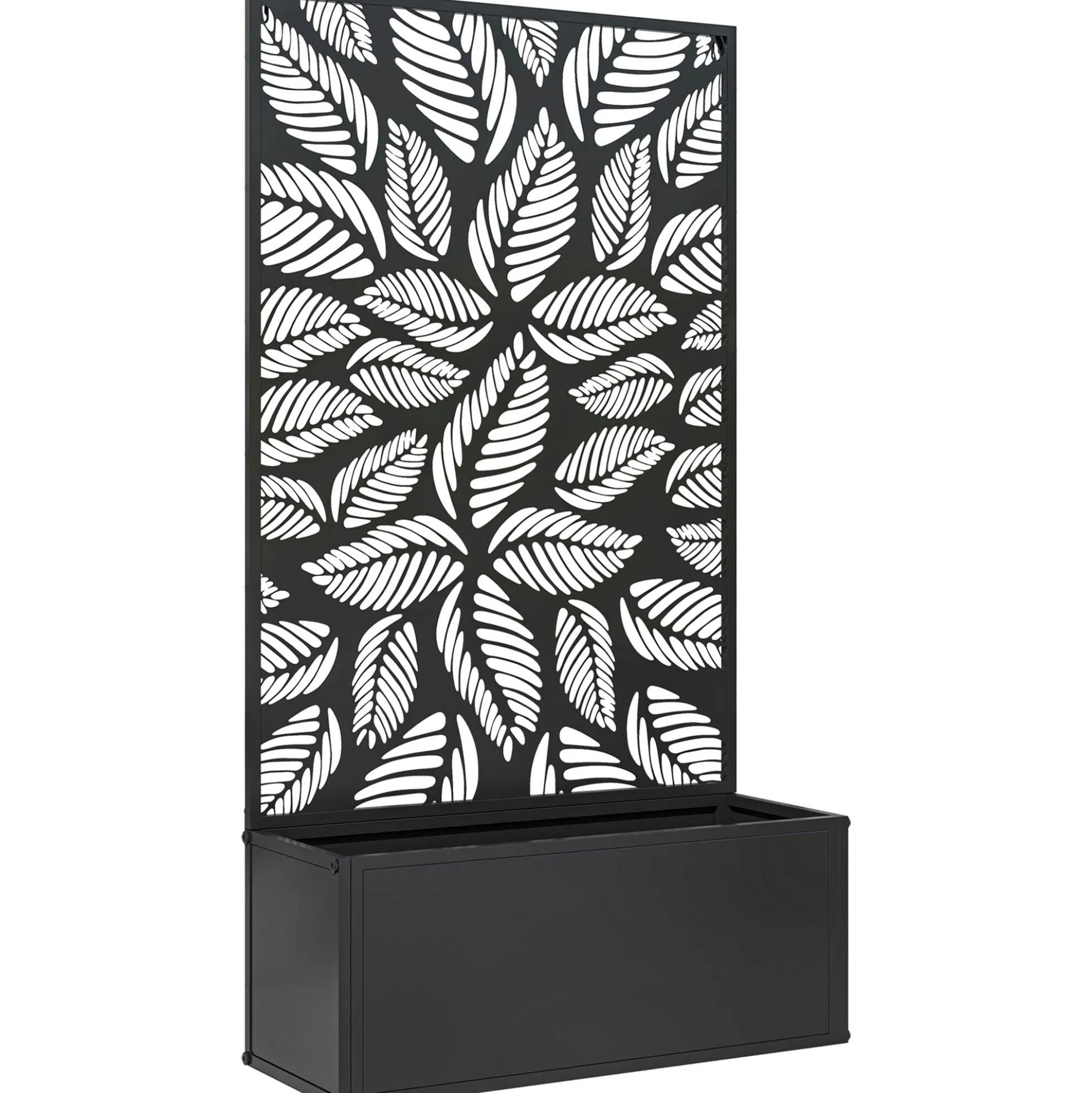 Outsunny Jardinera Exterior Grande De Metal Con Pantalla De Privacidad Negro