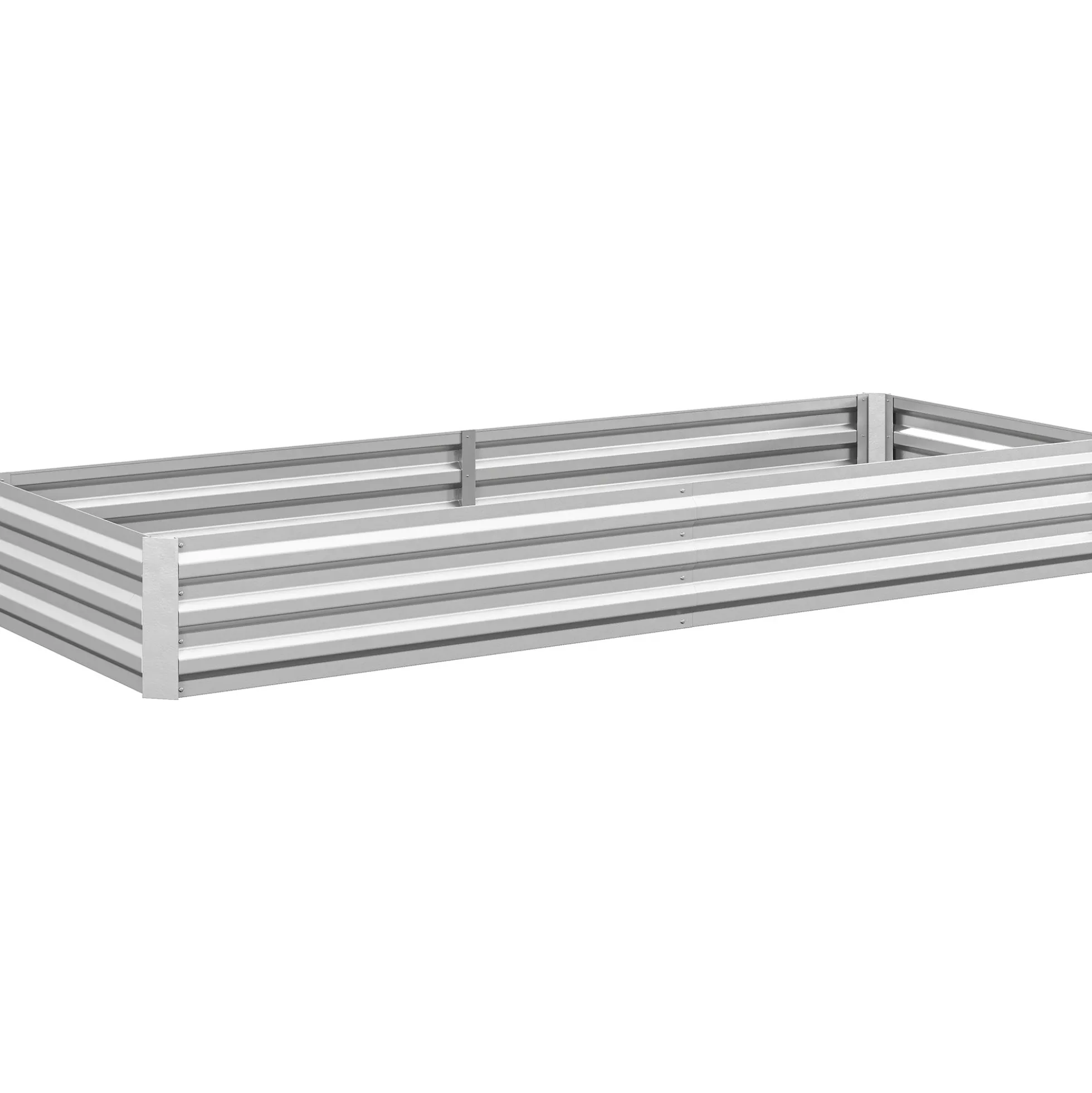 Outsunny Jardinera Exterior Grande De Acero Galvanizado Con Base Abierta Plata