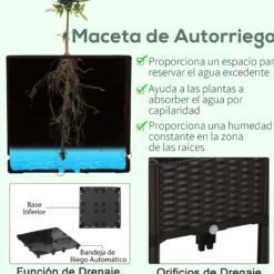 Outsunny 4 Jardineras De Exterior Combinación Libre 40x40x26/44 Cm Marrón