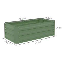 Outsunny Juego De 2 Jardineras Exterior Grandes De Acero 100x50x30 Cm Verde
