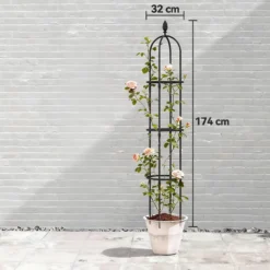 Outsunny Juego De 2 Obeliscos De Jardín De Acero 1,74 M Para Plantas Trepadoras