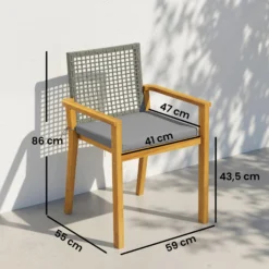 Outsunny Juego De 2 Sillas De Jardín Exterior De Madera Con Cojines Desmontables
