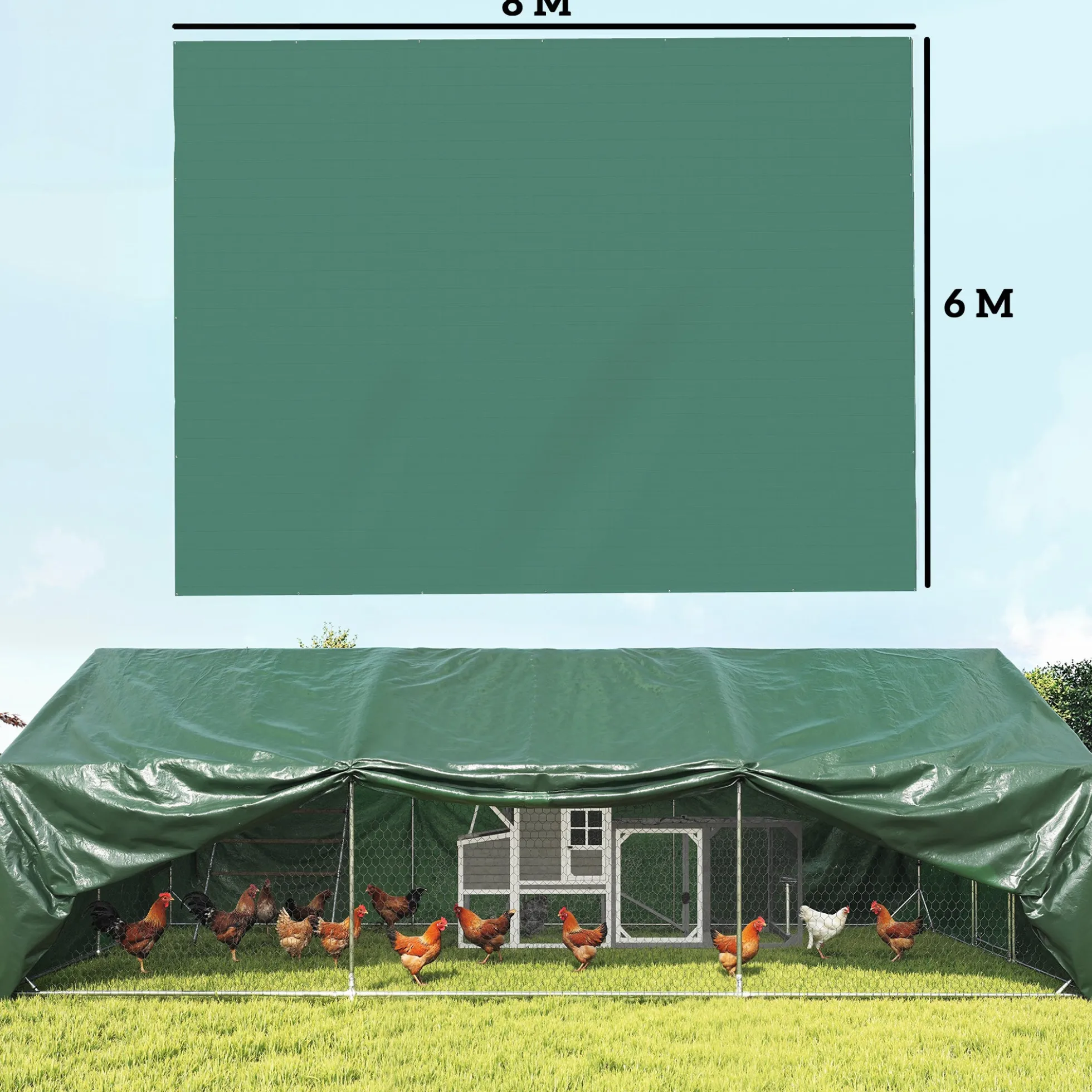 Outsunny Lona Impermeable Exterior 6x8 M Pe Resistente A Rasgaduras 90 G/m²