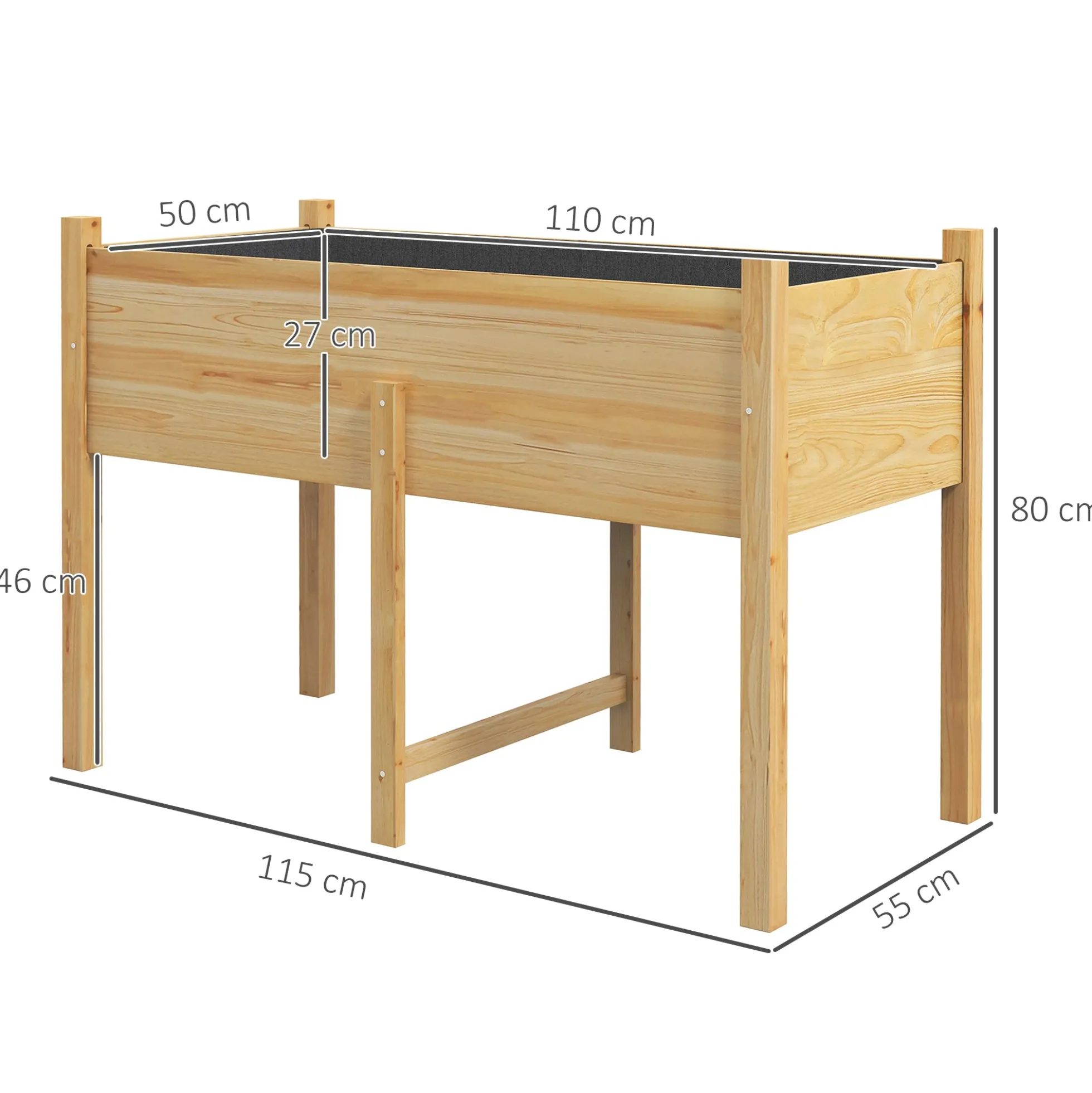 Outsunny Mesa De Cultivo De Madera 115x55x80 Cm Con Tela No Tejida Natural