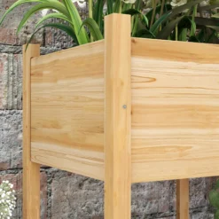 Outsunny Mesa De Cultivo De Madera 115x55x80 Cm Con Tela No Tejida Natural