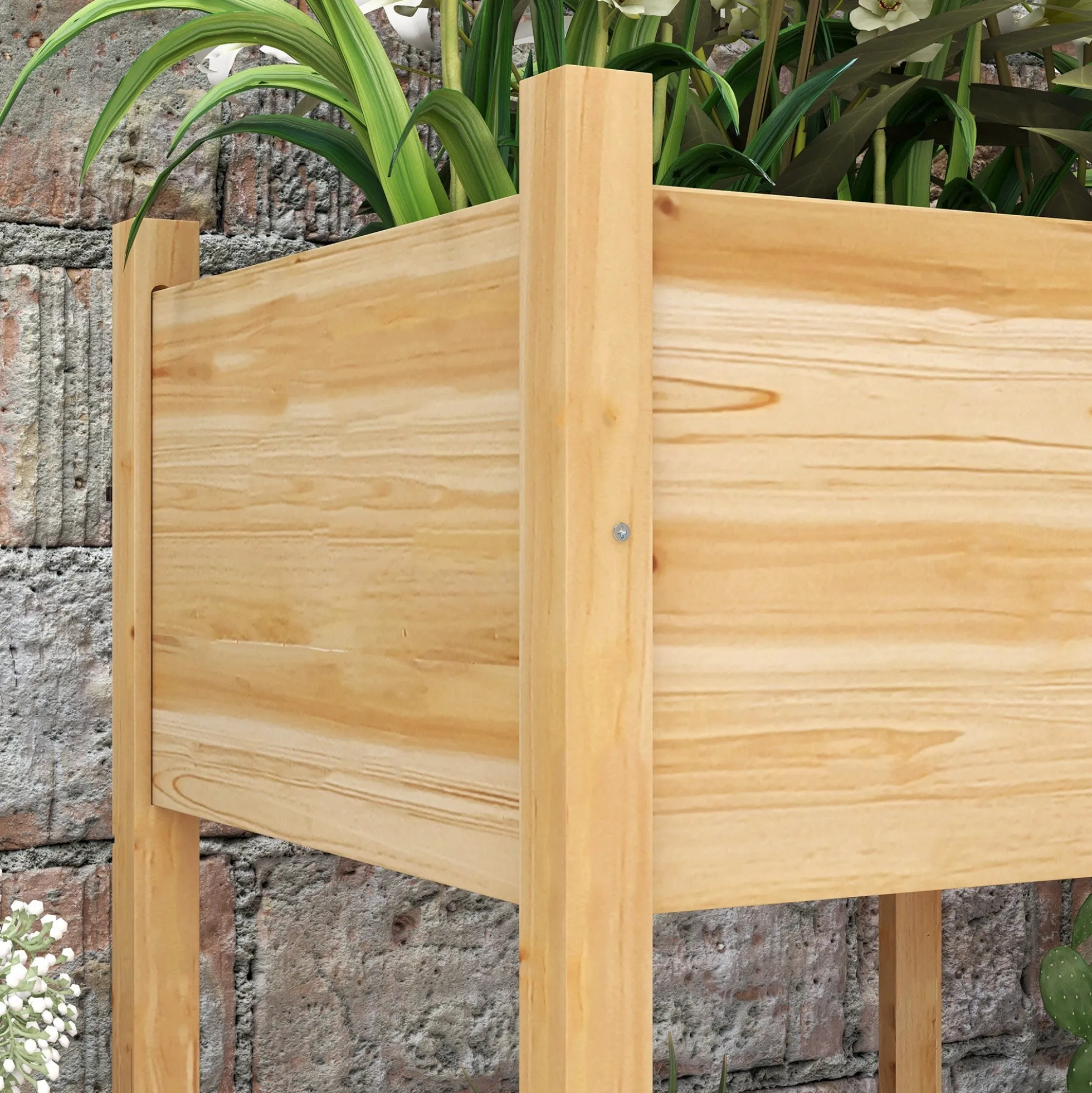 Outsunny Mesa De Cultivo De Madera 115x55x80 Cm Con Tela No Tejida Natural