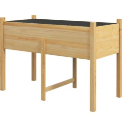 Outsunny Mesa De Cultivo De Madera 115x55x80 Cm Con Tela No Tejida Natural