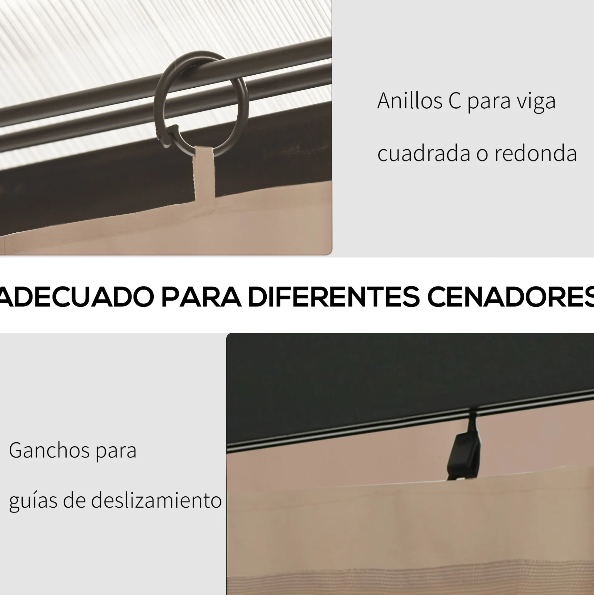Outsunny 4 Paredes Laterales Para Cenador 3x2 M Con Ganchos Marrón