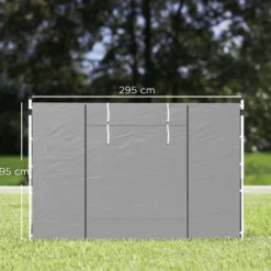 Outsunny Paredes Laterales Para Carpas De 2 Paneles 300x200 Cm Con Ventana Gris