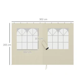 Outsunny 4 Paredes Laterales Para Cenador 3x3 M Con 8 Ventanas Crema