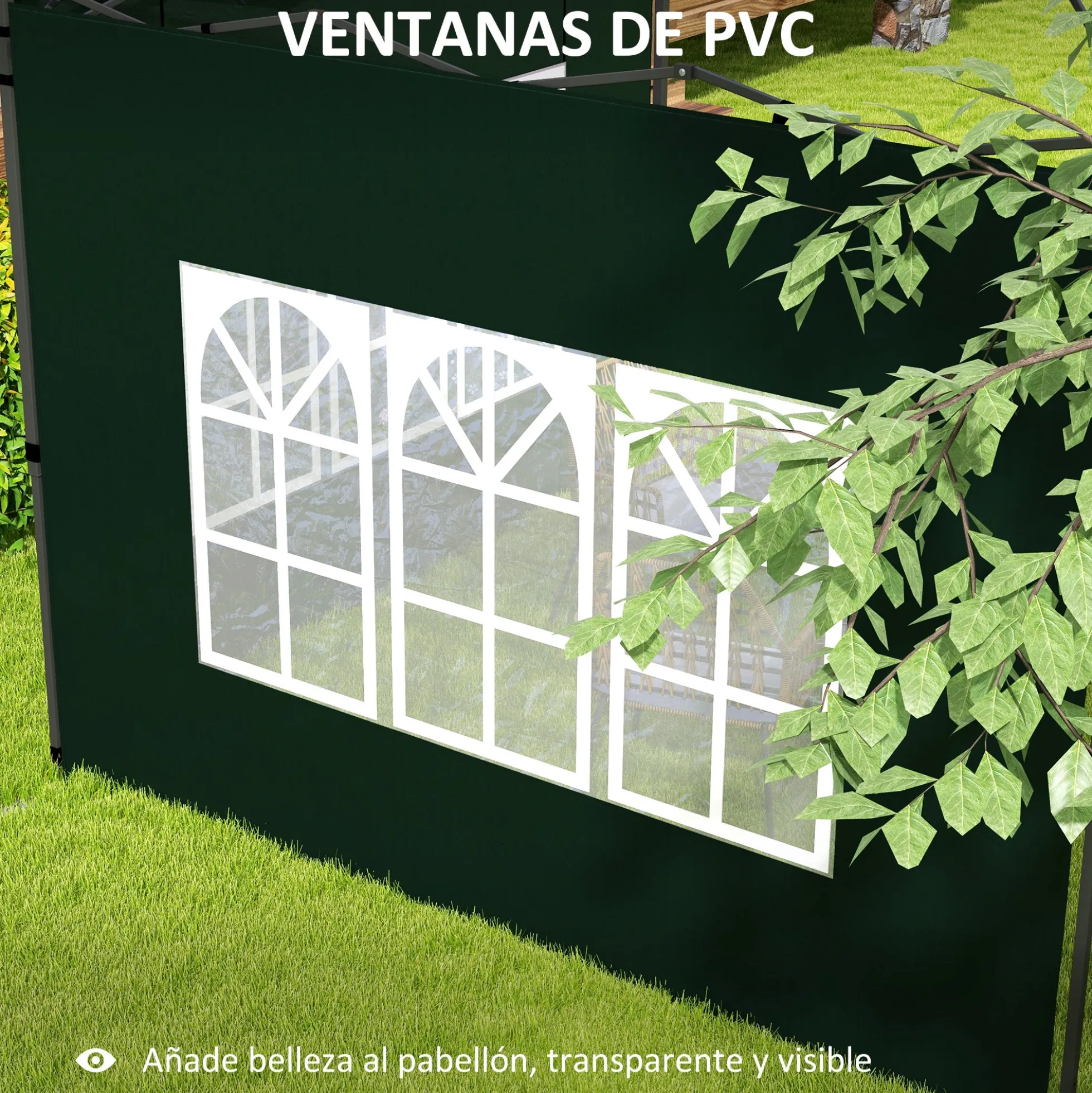 Outsunny Paredes Laterales Para Carpa 3x3 M Y 3x6 M 293x193 Cm Verde Oscuro