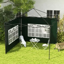 Outsunny Paredes Laterales Para Carpa 3x3 M Y 3x6 M 293x193 Cm Verde Oscuro